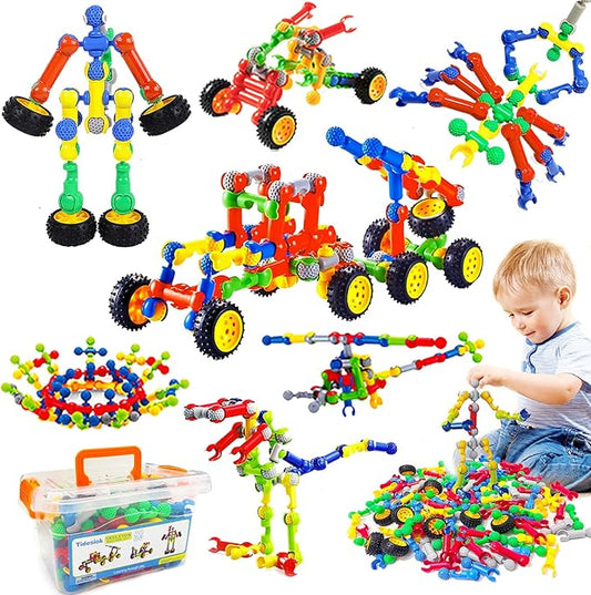 STEM Building Toys for 3 4 5 6 7 8+ Year Old Boys Girls, 125 PCS Building Blocks Stem Toy for Boys Age 3-5 4-6 6-8, Kids Educational Learning Game with Large Storage Box