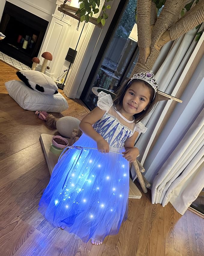 Girls Light Up Pricness Costume Kids Led Halloween Party Dress