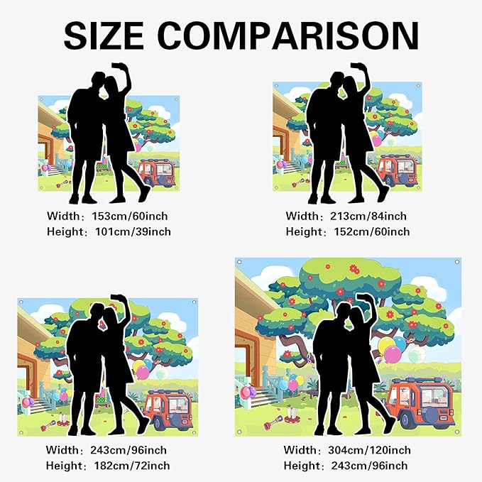 8x6FT Cartoon Dog Garden Tree Backdrop, Blue Sky Ballon Birthday Polyester Photography Background for Parties, Happy Birthday Photo Booth Prop Decorations