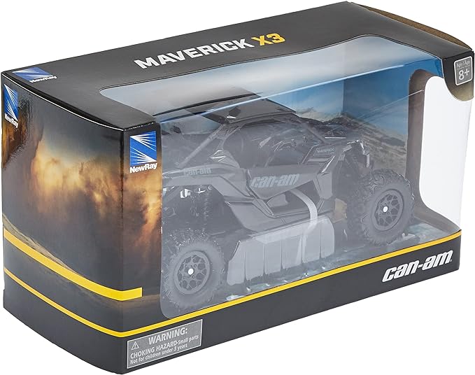New-Ray 58193B New-Ray-58193B-1:18 Scale Toy CAN-AM Maverick X3 X Turbo Black, Adults Unisex