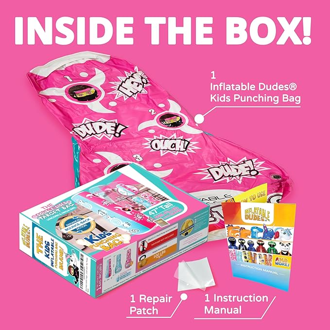 INFLATABLE DUDES Target Bags -Kids Punching Bag | Already Filled with Sand| Bop Bag | Premium Inflatable Toy | Punching Bag for Kids | Enhanced Bounce-Back Action! | Indoor Outdoor -Party Games