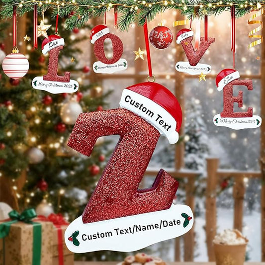 Personalized Letter Christmas Ornaments 2025, Custom Xmas Ornaments Decorations for Christmas Tree with Name 3D Resin Xmas Hanging Pendant Original Gifts for Family Friends (Z)
