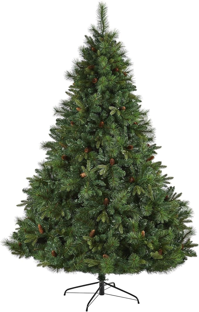 Nearly Natural 7.5ft. West Virginia Full Bodied Mixed Pine Artificial Christmas Tree with 600 Clear LED Lights and Pine Cones
