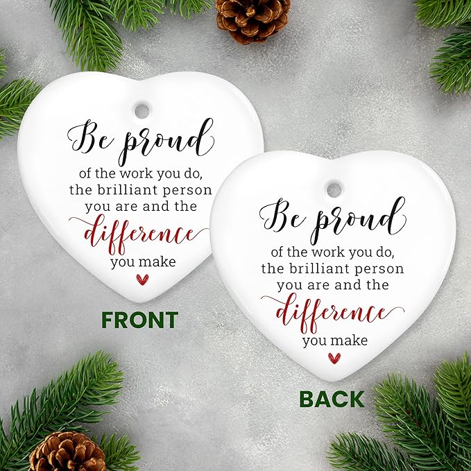OASSIE Inspirational Gifts for Women, Christmas Ornaments 2025 - Christmas, Thank You Gifts for Women, Encouragement, Thank You Coworkers - Christmas Tree Decoration Ceramic Ornaments