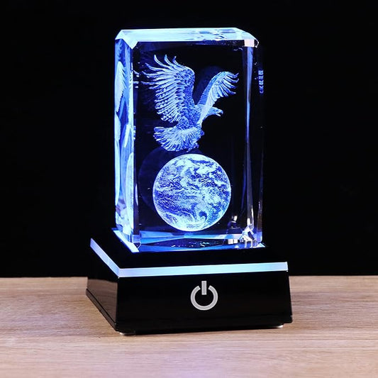 3D Crystals Eagle Gifts Decor Glass Figurine Eagle Stuff for Room Birthday for Best Friend Lovers Keepsake Paperweight