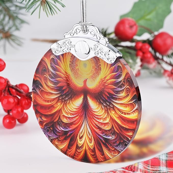 Phoenix Ornament, Christmas Ornaments, Christmas Decorations for Tree, Stained Glass Ornament, Heirloom Keepsake, Gift Exchange, Gift Ideas, Bauble Present