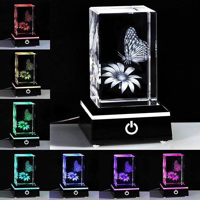 Qianwei Butterfly Gifts for Women, 3D Crystal Monarch Butterfly Figurines Stuff Home Butterflies Decor for Aniaml Lovers Her Statue Paperweight Birthday Christmas Gifts for Best Friend Girls