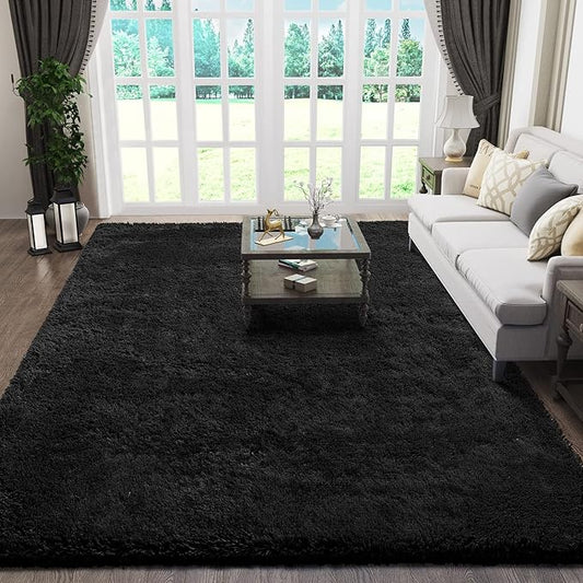 Ophanie Black Rugs for Living Room, Fluffy Furry Shaggy Fuzzy Area Rug, 5x8 Carpets for Bedroom Shag Plush Soft Large, Kids Home Decor Aesthetic