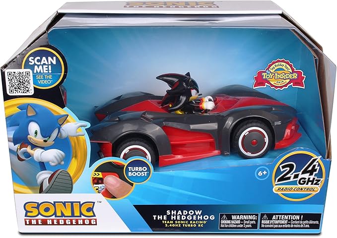 NKOK Team Sonic Racing 2.4GHz Radio Control Toy Car with Turbo Boost - Shadow The Hedgehog 602, Red, Turbo Boost Feature, Features Working Lights, for Ages 6 and up