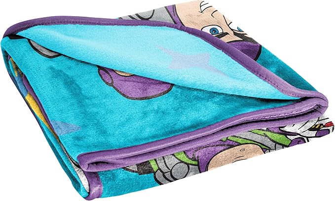 Jay Franco Plush Throw Blanket – 46" x 60" Inch Kids Soft & Cozy Fleece Throw for Bedroom & Couch Décor, Official Licensed Product, Blue - Toy Story Buzz