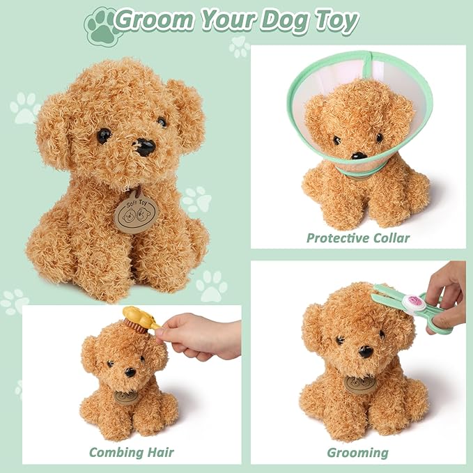 Liberry Doctor Kit for Toddlers 3 4 5 6 Years Old, 26 Pcs Kids Doctor Playset with Dog Toy, Stethoscope and Dress Up Costume, Pretend Play Medical Gift for Boys Girls (Green)