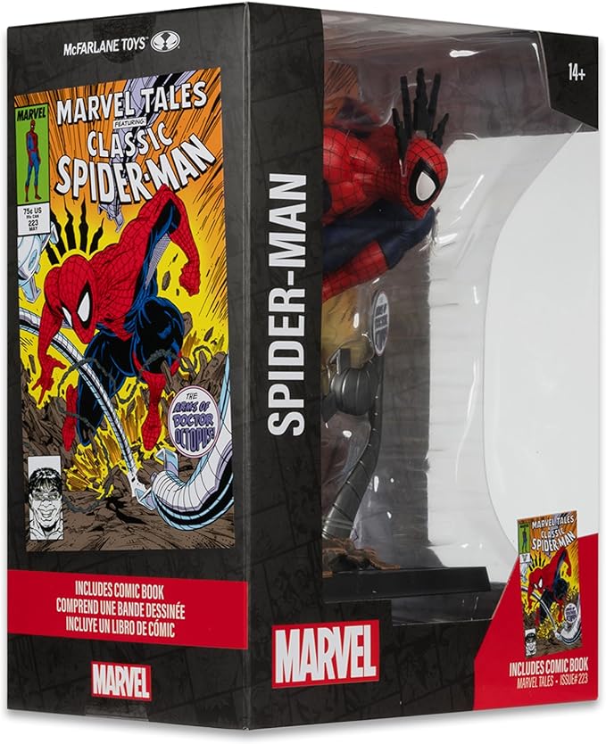 McFarlane Toys- Marvel Spider-Man 1:6th Scale Collectible with Scene & Comic (Marvel Tales #223)