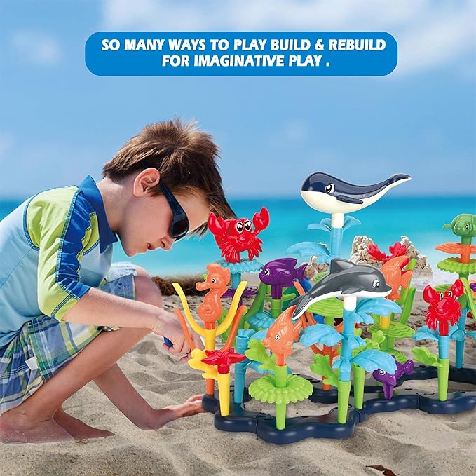 Ocean Reef 180pcs Building Set, STEM Toy for Kids Age 3, 4, 5, 6, Interlocking Toy Building Block