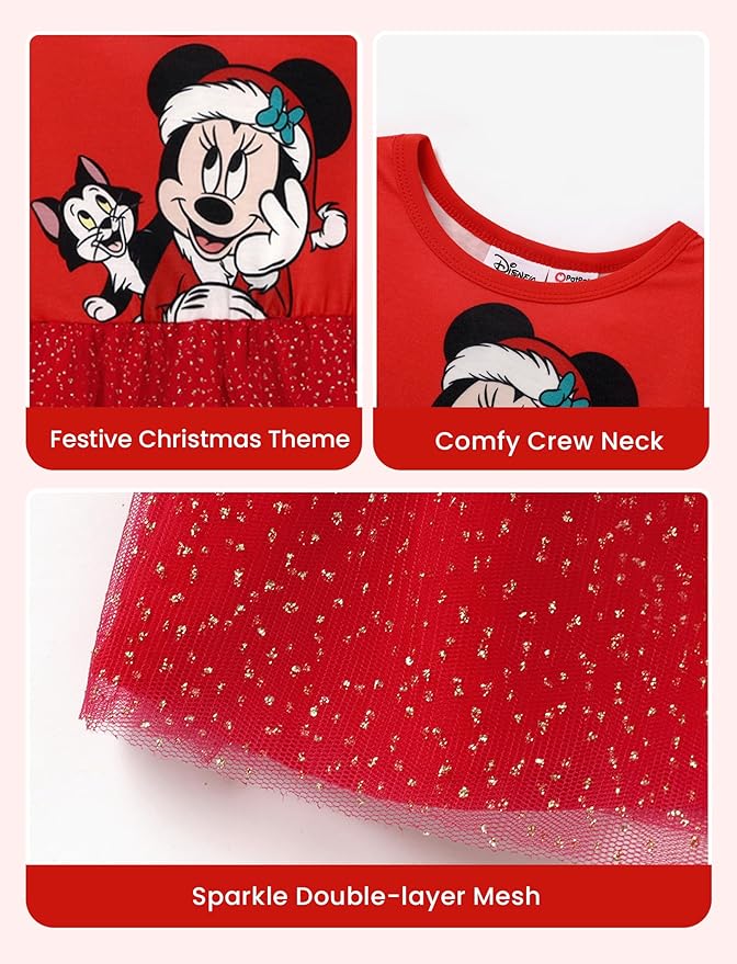 Disney Frozen Elsa Princess Cinderella Ariel Jasmine Rapunzel Baby/Toddler Dress, Ruffle Long-Sleeve Mesh Overlay Tulle Dress