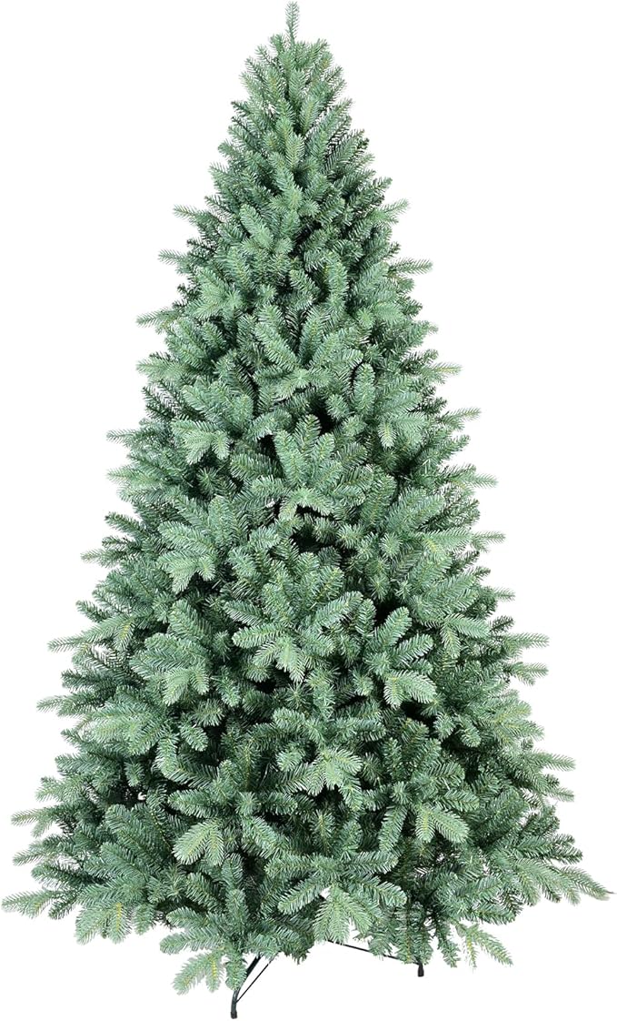 7.5 Ft Blue Spruce Artificial Christmas Tree, Hinged Unlit Xmas Trees with 2148 PE&PVC Mixed Branch Tips, Home Holiday School Decor with Foldable Base Easy Setup