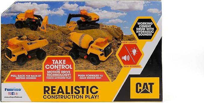 CAT Construction Toys, 11.5" Power Haulers 2.0 Cement Mixer, Lights and Sounds, Ages 3 and up