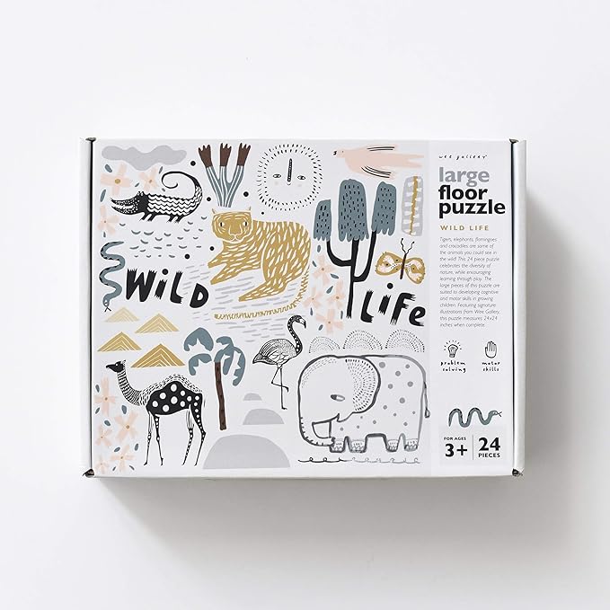 Wee Gallery Wild Life Floor Puzzle, 24 Large Pieces, Durable Jumbo Jigsaw Floor Puzzles for Beginner, Toddlers, Preschool Kids, Learning Toy, Cognitive & Motor Development Activities, Brain Games