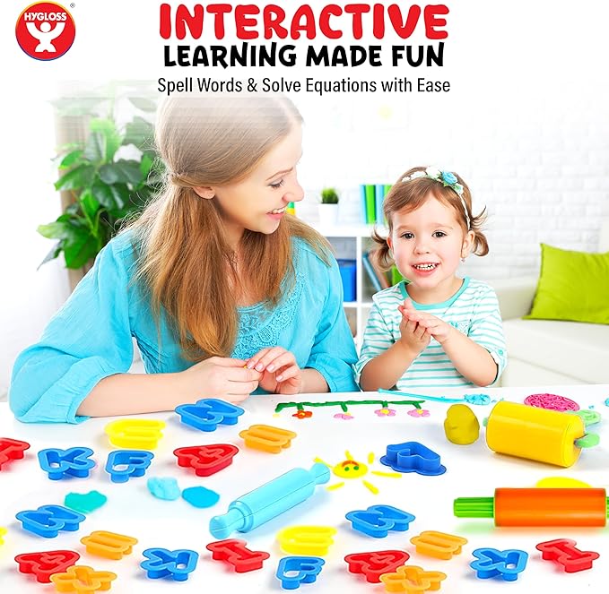 41-Piece Alphabet Cutters Set – ABC Letter and Number Mold Kit with Bright Colors – Educational Clay and Dough Tools & Accessories for Learning – Arts & Crafts for Kids Ages 2-4 – Strong and Durable