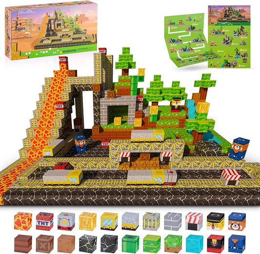 120pcs Magnetic Building Blocks Tiles for Kids Ages 4-8-12，Magnetic Building Tiles Blocks Constructions Toys Birthday Gifts for Kids Boys Girls Ages 8-12