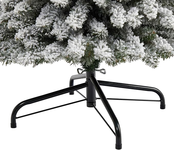 Nearly Natural 7ft. Flocked Pencil Artificial Christmas Tree with 400 Clear Lights and 574 Bendable Branches