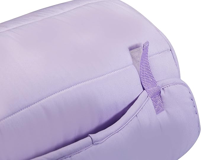 EVERYDAY KIDS Nap Mat with Removable Pillow - Lavender - Carry Handle with Straps Closure, Rollup Design, Soft Microfiber for Preschool, Daycare, Travel Sleeping Bag - Ages 3-6 Years