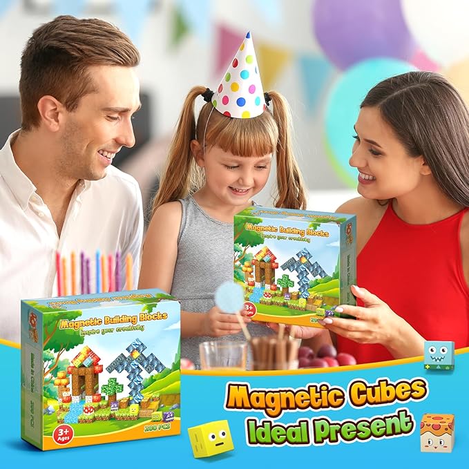 200PCS Magnetic Blocks - Magnetic Building Blocks Set, Classroom Must Haves Magnet Sensory Autism Toys, Construction Stacking Toys for Kids Boys Girls Age 3+ Years Old