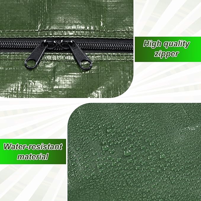 Windyun 4 Pack 98 Gallon Extra Large Storage Bag XXL Moving Bag with Zipper Handle Heavy Duty Jumbo Big Tote Box for Halloween Skeleton 4-12 Feet Christmas Tree Storage College Dorm Cloth (Army Green)