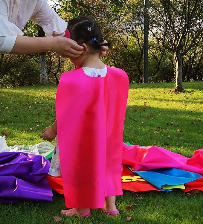 ADJOY Superhero Capes and Masks 24 Sets for Kids with Superhero Stickers Decoration - Superhero Themed Birthday Party Capes