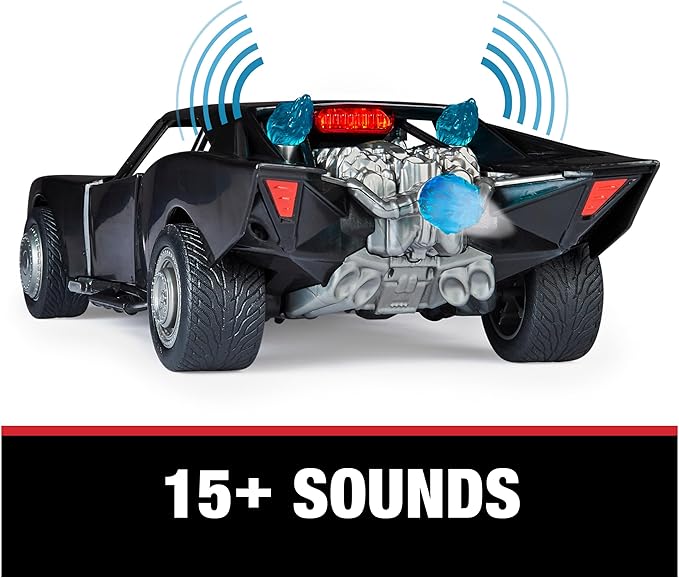 DC Comics, Batman Batmobile with 4” Batman Figure, Lights and Sounds, The Batman Movie Collectible, Kids Toys for Boys and Girls Ages 4 and up