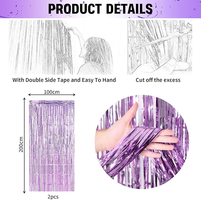 Pastel Pink Lilac White Balloon Arch Garland, Pale Purple Pink Happy Birthday Banner Foil Curtain Pompoms Hanging Swirl for Women Girls Birthday Party Decor