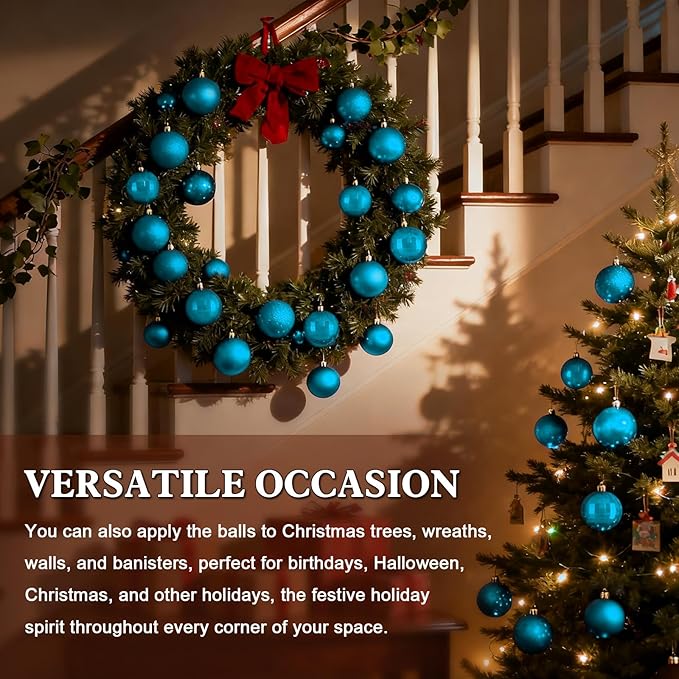 2.36" Christmas Balls Christmas Tree Ornaments Shatterproof Plastic Holiday Ornament Festival Hanging Ball Holiday Decorations Set of 24pcs