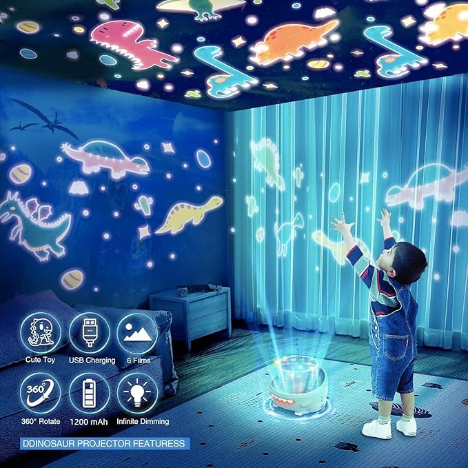 Dinosaur Toys for Kids 3-5, Dino Projector Baby Toys 6 to 12 Months, Christmas Birthday Party Xmas Gifts for 1-12 Year Olds Boys Girls Toys, Baby Toddler Children Kids Bedroom Decor