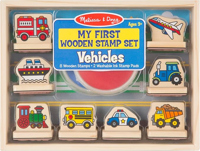 Melissa & Doug My First Wooden Stamp Set - Vehicles