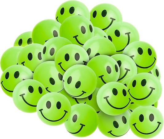 Bulk Bouncy Balls Glow in The Dark - 72 Pcs (1inch / 27mm) Diameter, High Bouncing, Small Rubber Smile Face Bouncing Balls for Kids, Vending Machines, Game Prize Toys, Party Favor, Gift Bag Filler