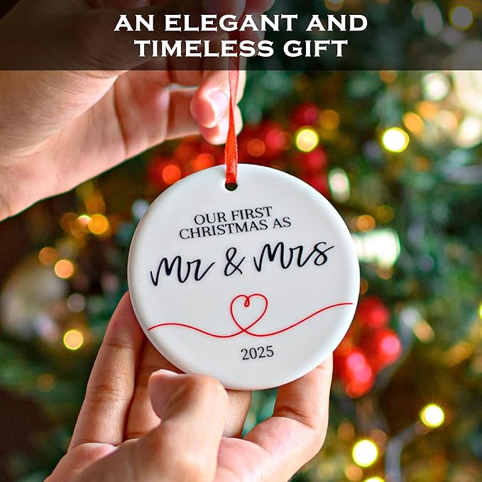 Our First Christmas as Mr and Mrs 2025 Ornament 3 Inch, Mr and Mrs Ornament, Mr and Mrs Christmas Ornament, 1st Christmas Tree Decor 2025 Wedding, 2025 Married Tree Decor, Wedding Xmas Gift