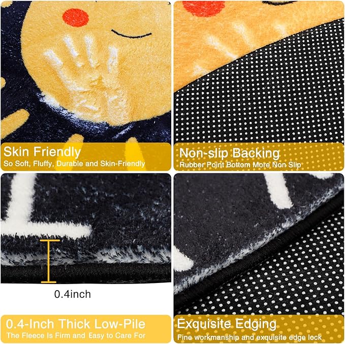 Outer Space ABC Alphabet Educational Rug, 78.7"X59", Non Slip Solar System Galaxy Planets Playroom Rug, Washable Area Rug Carpet for Classroom, Bedroom, Kids Room Decor