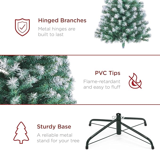 Best Choice Products Artificial Frosted Christmas Tree, 6ft Premium Unlit Realistic Spruce Holiday Décor w/Dense Branches, Metal Base - Blue Spruce