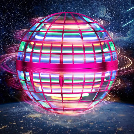 LEMATRIX Flying Orb Ball Toy, Hover Ball Boomerang Fly Fidget Spinner, Cool Toys Gifts for 6 7 8 9 10 11 12+ Years Old boy Girls Teens, Hand Mini Drone Cosmic Globe, Indoor Outdoor Toys (Pink)