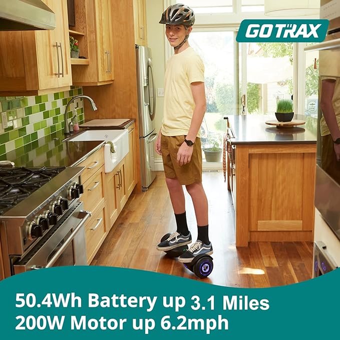 Gotrax Hoverboard with 6.5" LED Wheels & Headlight, Max 4/5 Miles Range, 6.2mph Power by Dual Brushless Motor, UL2272 Certified and 50.4Wh/65.52Wh Battery Self Balancing Scooters for 44-176lbs Kids