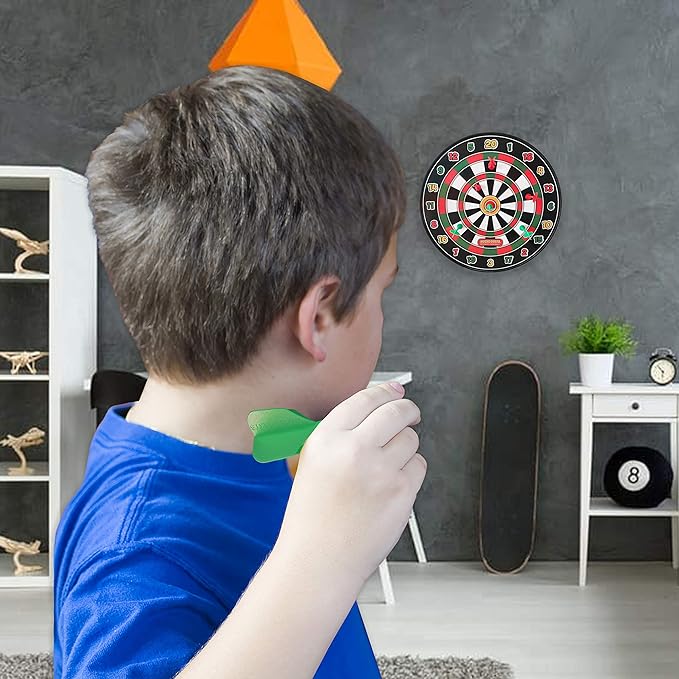 Stomp Rocket Magne Darts Indoor Outdoor Magnetic Kids Dartboard Game with 6 Multicolored Darts with Magnets