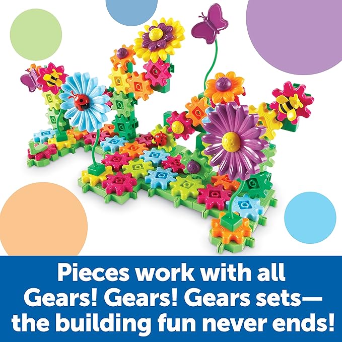 Learning Resources Gears! Gears! Gears! Build & Bloom Building Set - 116 Pieces, Ages 4+ Preschool Learning Toys, Gears for Kids, STEM Toys