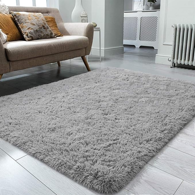 Ompaa Fluffy Rug, Super Soft Fuzzy Gray Area Rugs for Bedroom Living Room - 3' x 5' Large Plush Furry Shag Rug - Kids Playroom Nursery Classroom Dining Room Decor Floor Carpet