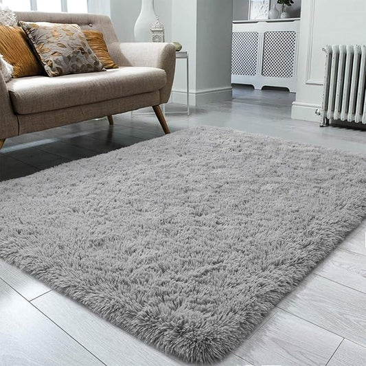 Ompaa Fluffy Rug, Super Soft Fuzzy Gray Area Rugs for Bedroom Living Room - 3' x 5' Large Plush Furry Shag Rug - Kids Playroom Nursery Classroom Dining Room Decor Floor Carpet