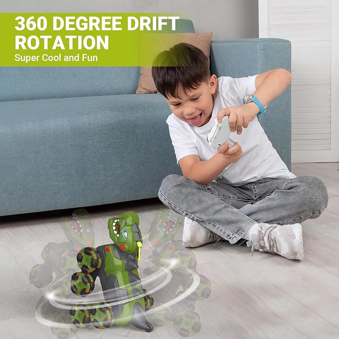 8WD RC Stunt Car Toys for Kids,2.4Ghz Remote Control Dinosaur toys 360° Rotating Changeable RC Stunt Dinosaur Remote Control Dinosaur Car Toys with Spray Lights, Birthday Gifts for Boys Girls Kids