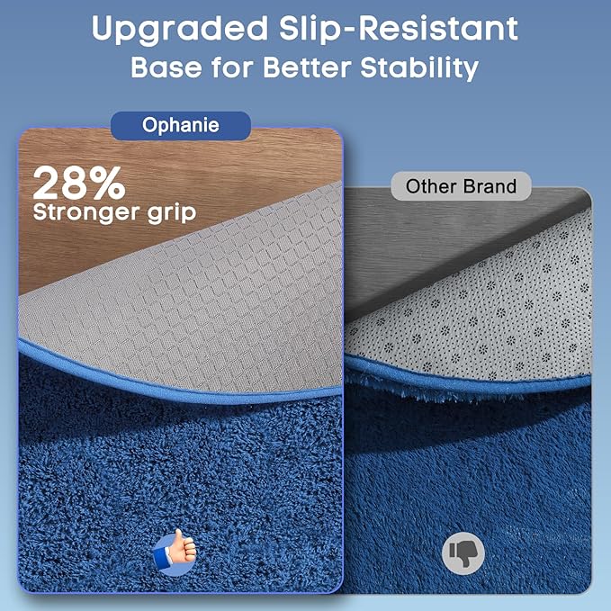 Ophanie Round Rug 7Ft Blue Circle Area Rug, Boys Room Decor, Fluffy Fuzzy Bedroom Carpet, Plush Soft Shaggy Living Room Rugs for Kids Home Decor Aesthetic, Nursery