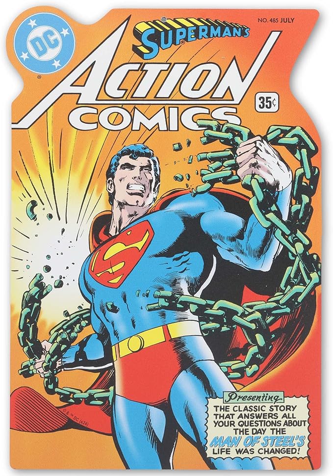 DC Comics Superman Action Comics Cover Metal Sign - Vintage Superman Wall Art for Man Cave or Movie Room