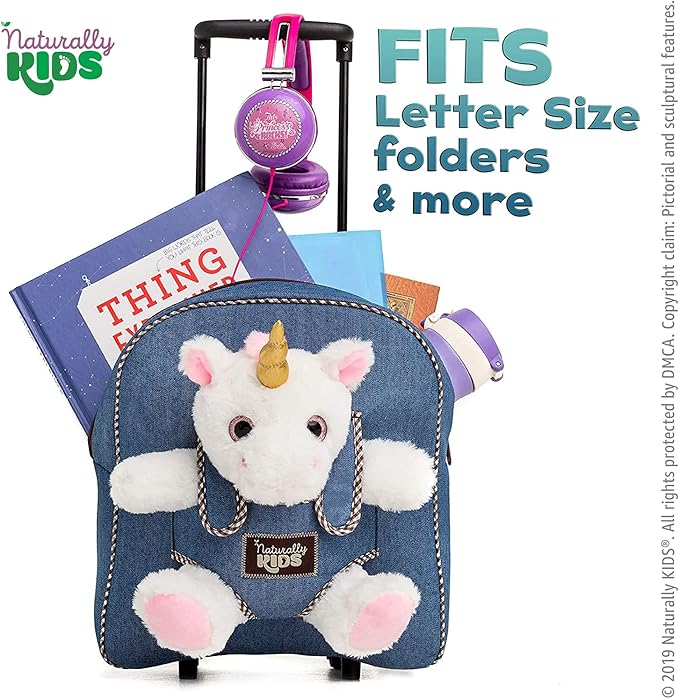 Toddler Luggage for Girls w Unicorn Toys, Kids Rolling Backpack for Girls, Toddler Suitcase, Gifts for 3 4 5 6 Year Old