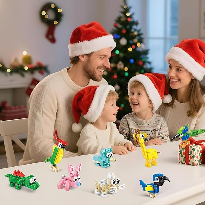 2025 Animal Advent Calendar Building Set for Kids – Christmas Countdown Calendar with 24 3-in-1 Animal Packs, 72 Mini Models, Creative Building Toys & Christmas & Birthday Gifts for Boys & Girls 6+