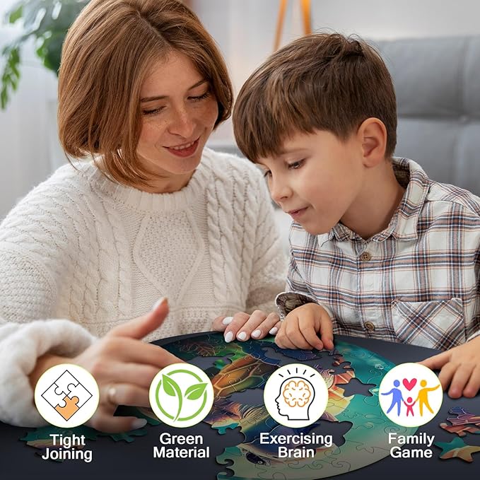 Christmas Birthday Gifts for Kids Girls Boys, Wooden Jigsaw Puzzles for Kids Ages 4-6, 50 Piece Unique Shape Animal Theme Puzzle - Preschool Learning Educational Toys for Kid (Sea Turtle)