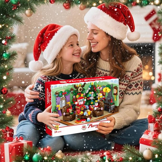 Advent Calendar 2025 Building Blocks Set - 24-Day Christmas Countdown Calendar - Santa Sleigh Christmas Tree Decorations Gifts for Kids Boys & Girls and Adults(669PCS)